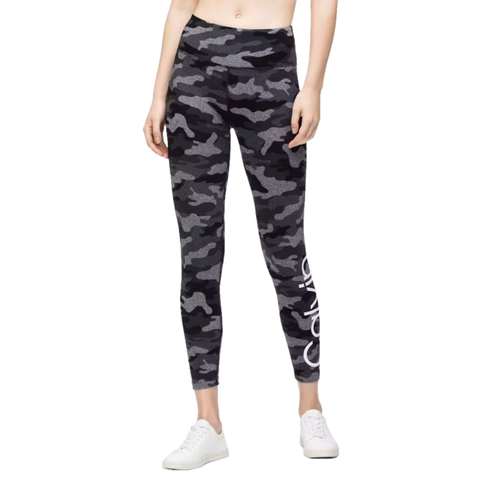 Calvin Klein Performance Size XL HR Black Camo Leggings Cotton Spandex